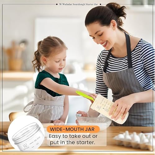 Upgraded Sourdough Starter Jar Kit –24 oz Glass Jar with Date Marked Feeding Band, Thermometer, Scraper, Cleaning Brush & Measuring Cups, Complete Bread Baking Supplies - Image 2
