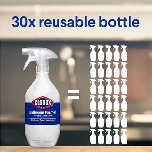 Clorox Bathroom Foamer Refill Cartridge for Clorox Bathroom Foamer Reusable Spray Bottle, Household Essentials, Fresh Scent, 2 Spray Refills - Image 6