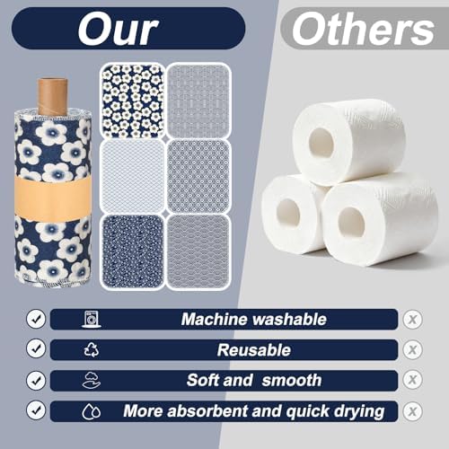 Redbaker 6 Pcs 18 Pcs Reusable Paper Towel for Kitchen,Geometric Theme - Image 6