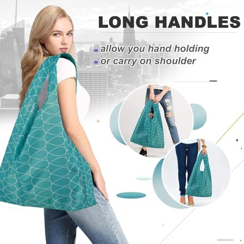 BeeGreen Geometry Reusable Grocery Bags Bulk 6 Packs X-Large, Reusable Shopping Bags Foldable for Groceries, Vegetables, Fruits Watertight Bulk Tote Bags Washable For Women and Men - Image 6
