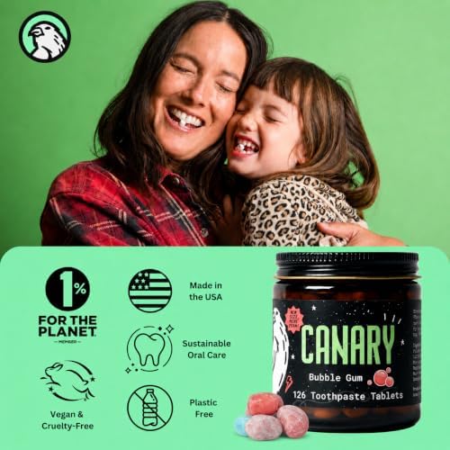 Canary Nano Hydroxyapatite Toothpaste Tablets Bubble Gum - Remineralizing, Fluoride Free, All Natural Tabs with Xylitol - Great for Kids, Plastic Free - 126 Count - Image 5