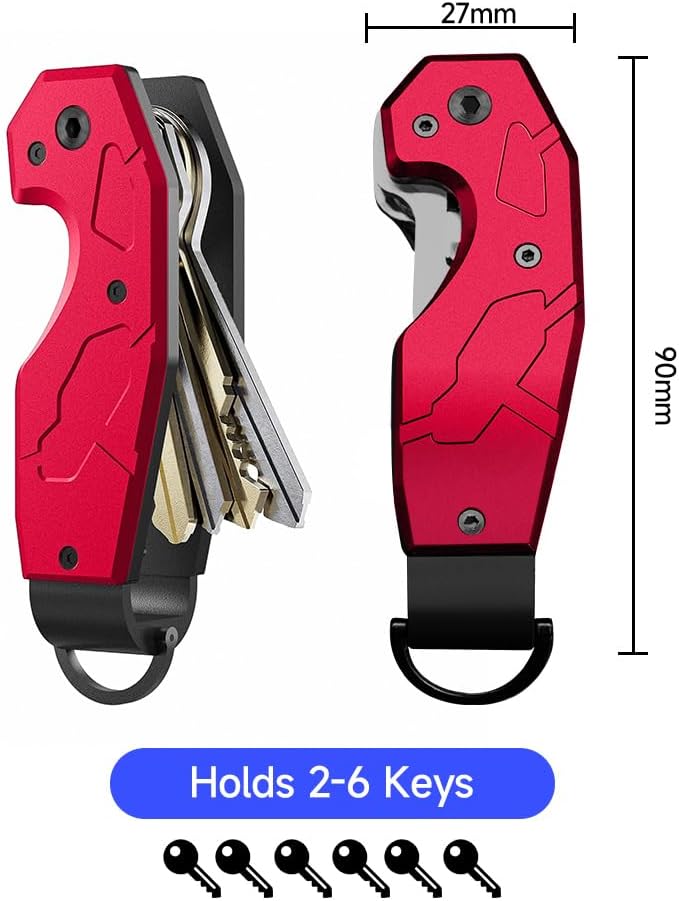 Compact Metal Aluminum Key Organizer, Minimalist Innovative Keyholder-Car Key Chain, Smart KeyChains Key Case up to 6 Keys