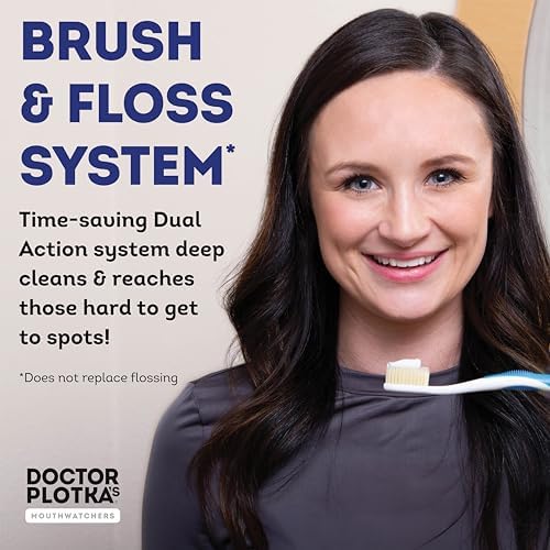 MOUTHWATCHERS Soft Flossing Manual Toothbrush, Adults, 4-Pack, Blue - Image 3