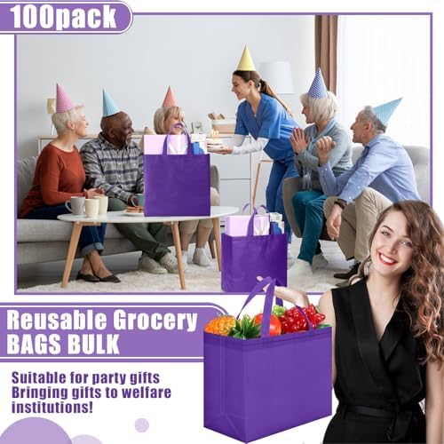 Windyun Reusable Grocery Bags Non Woven with Handles - Image 3