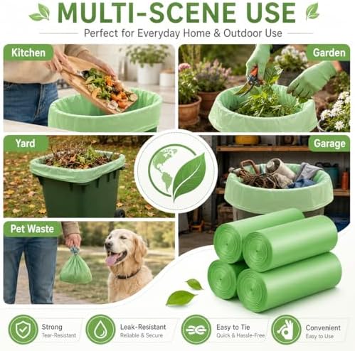 20 Gallon Compostable Trash Bags- 75L Compostable Organic Garbage Bags 100 Count,Large Biodegradable Bags for Household/Garden/Kitchen - Image 6