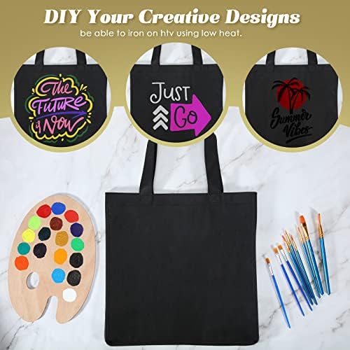 Reginary 50 Pcs Reusable Tote Bags Shopping Bags Non Woven, Black - Image 6