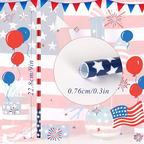 JANYUN 40 Pcs Reusable Patriotic Straws with Cleaning Brush - Image 2