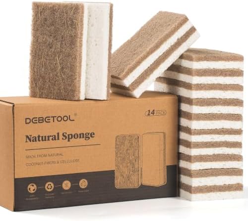 DEBETOOL 14-Pack Natural Coconut Sponges for Dishes by DEBETOOL