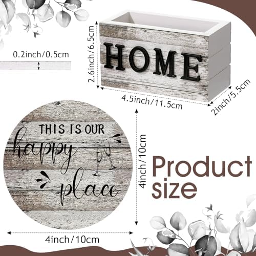 Queekay House Warming Gifts New Home Farmhouse Coasters Set of 6, Natural - Image 2