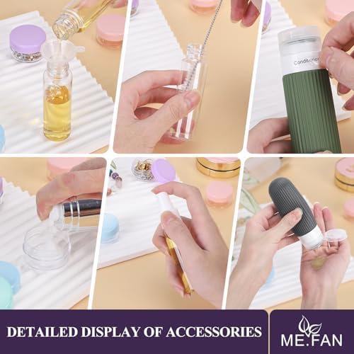 ME.FAN Travel Bottles for Toiletries,18 Pack Silicone Portable Size Bottle, TSA Approved Refillable Cosmetic Container Kits for Conditioner, Shampoo, Lotion,Face Cream - Yellow - Image 4
