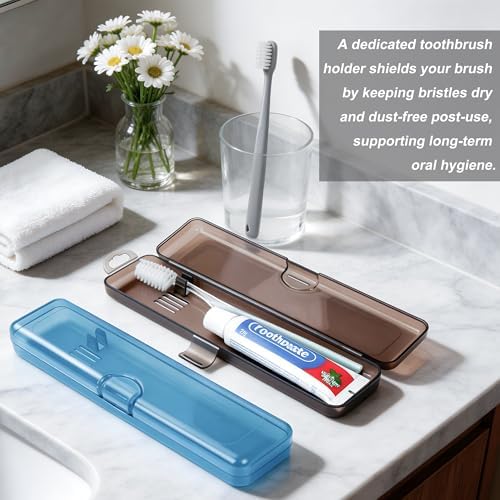 Travel Toothbrush Holder (4-Pack, Gray,Blue) - Image 2