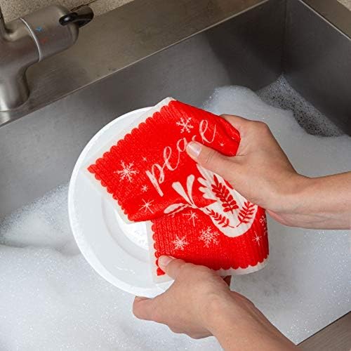 DII Swedish Dishcloths for Kitchen & Cleaning, Reusable, Machine Washable & Dishwasher Safe, Biodegradable, 7.75 x 6.75, Peace, 3 Piece - Image 5