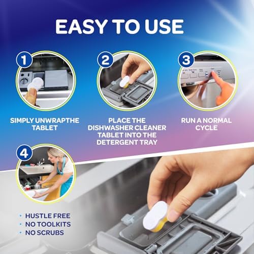Dishwasher Cleaner and Deodorizer Tablets - Deep Clean Dishwasher Cleaner Tablets, Septic Safe, Natural Limescale Remover - Compatible with All Models (12 Pack) - Image 7