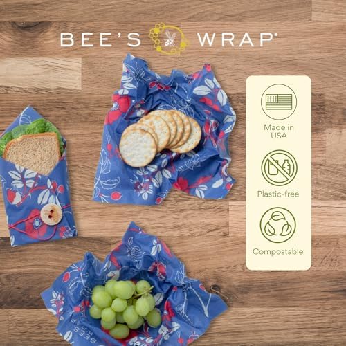 Bee's Wrap Beeswax Food Wraps, 2 Medium & Sandwich Pack - Botanical - Image 5