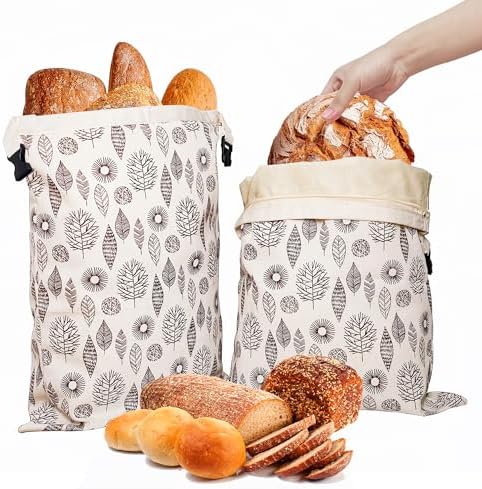OHIYO Reusable Beeswax Bread Bags for Freezer & Refrigerator, 17"×13" Natural Beeswax-Lined Cotton Storage Bags Airtight Freshness Keeper for Homemade, Bakery Essentials (2 Pack) by OHIYO