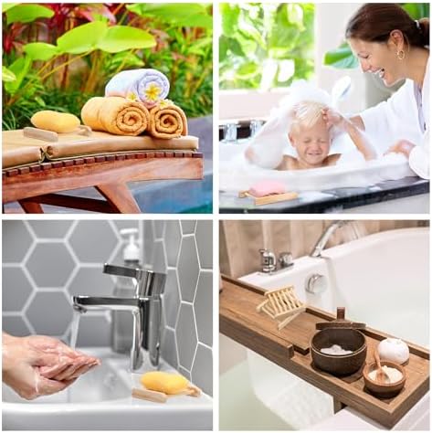 Sawysine 50 Pcs Bamboo Soap Holder Bulk Wood Soap Dish Bathroom Wooden Tray Saver Hand Craft Bathtub Self Draining Dish for Bar Kitchen, Gifts for Christmas, 2 Sizes(Wood Color) - Image 6