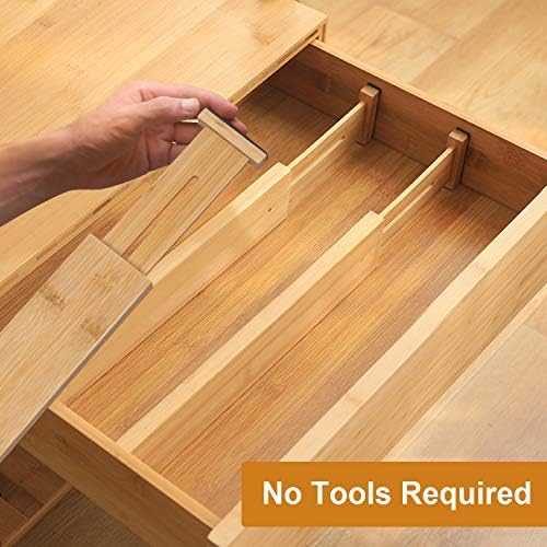 Bamboo Drawer Dividers, Adjustable Drawer Organizers, Fits 12.6–16" Drawers - Image 6