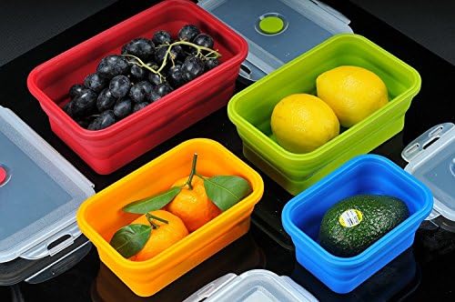 Sailing Elegant Collapsible Silicone Lunch Box/Container, Super Convenient Stackable Food Storage Containers, Material Safe (Set of 4, Multi) - Image 7