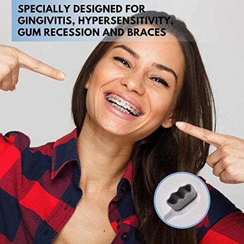 Wimolek Extra Soft Toothbrush for Sensitive Gums and Teeth. Micro Nano Toothbrushes with 20,000 Ultra Soft Bamboo Charcoal Bristles. Excellent Cleaning Effect (2 Pack) (Black Wave Bristle) - Image 3