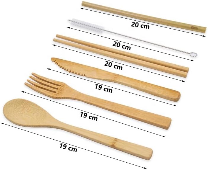 Eco-Friendly Travel Utensils Set: Lightweight Bamboo Forks, Spoons, Knives, Chopsticks, Straw in Wooden Case, Reusable Utensils for Lunch Box, Kids Camping Cutlery, Sustainable Portable Flatware - Image 2