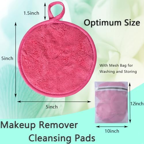 Large Reusable Makeup Remover Pads Face Cleaning Pad 5"x 5" Pink 24 Pack - Image 2