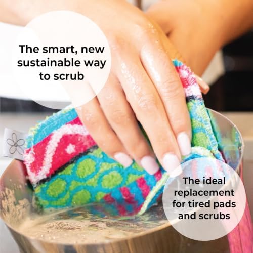 Skoy Scrub, 50-Pack Reusable, Non-Scratching Dish Scrubber for Kitchen and Household Cleaning, Planet-Friendly, Dishwasher Safe Soft Scrub, Assorted Colors and Designs - Image 7