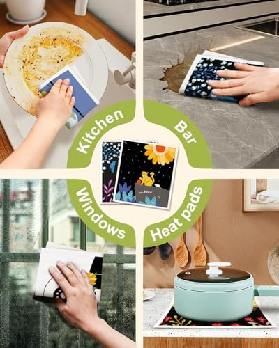 Miss Adola Swedish Dishcloths for Kitchen - 5 Pack Reusable Dish Cloths for Washing Dishes Absorbent Cute Funny Kitchen Towels Cleaning Sponge, New Cat - Image 6
