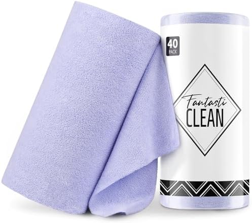 Fantasticlean Microfiber Cleaning Cloth Roll- 40 Sheets, 12"x12" (Lavender) by Fantasticlean