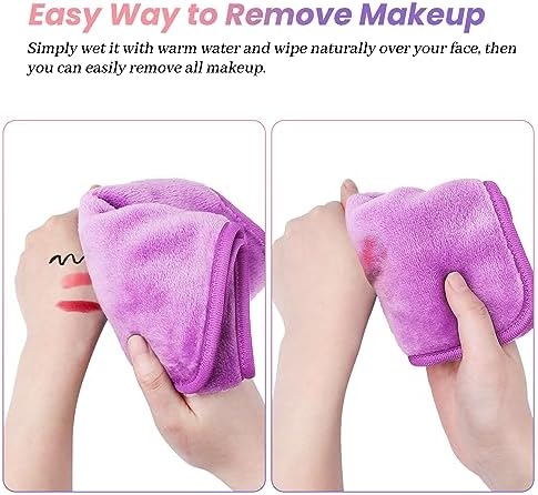 8 Pack Makeup Remover Cloth,13x7 Inch Reusable Makeup Remover Towels, Ultra Soft Microfiber Face Cloth Reusable Facial Washcloths, 4 Colors - Image 5