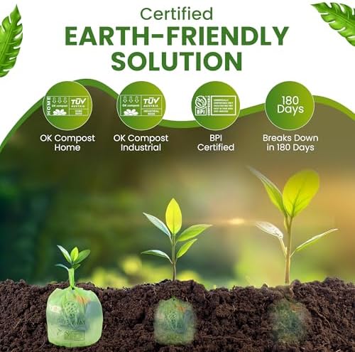 GREENWAY 3 Gallon Compostable trash Bags with Handles,100 Count, Extra Thick 0.70 Mil, BPI & OK Home Certified,Small kitchen Trash Bags for Countertop Compost Bins, Food Waste, Bathroom, Cat Litter - Image 6