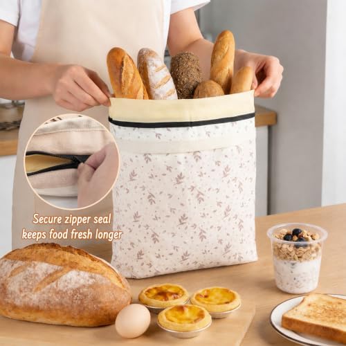 2-Pack Reusable Beeswax Bread Bags for Sourdough & HomemadeBread with Zipper, 16.5 x 13 inch bread bags for Food Storage - Image 3
