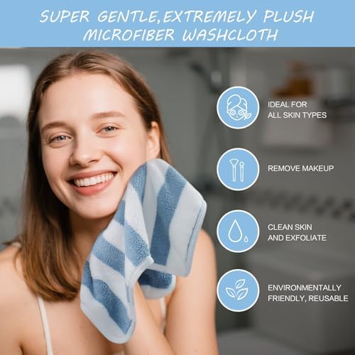 SINLAND Microfiber Facial Cloths Fast Drying Washcloth 12inch x 12inch Absorbent Face Wash Cloth Soft Makeup Remover Cloths - Image 5