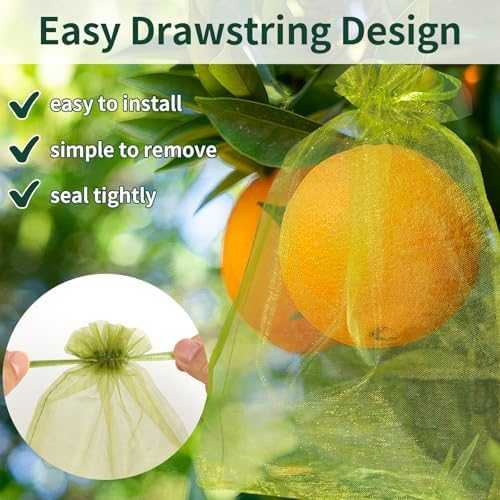 50 Pcs Fruit Protection Bags, 8×12 in Mesh Cover Nets for Tree, Green - Image 4
