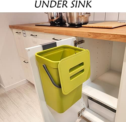 stonespace Small Trash Can with Lid,Under Sink Compost Bin,3.2 Gallon Green - Image 3