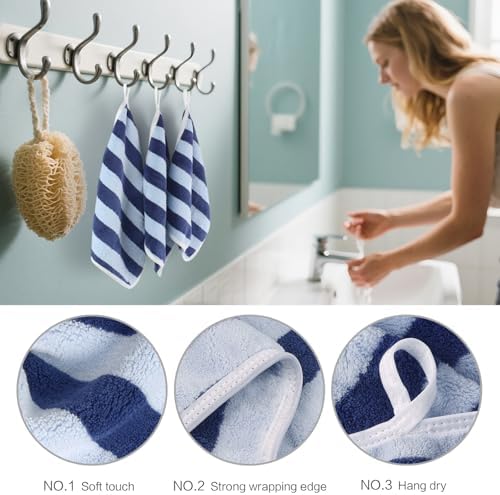 Microfiber Facial Cloths Fast Drying Washcloth 12x12inch Stripes 6 pack - Image 3