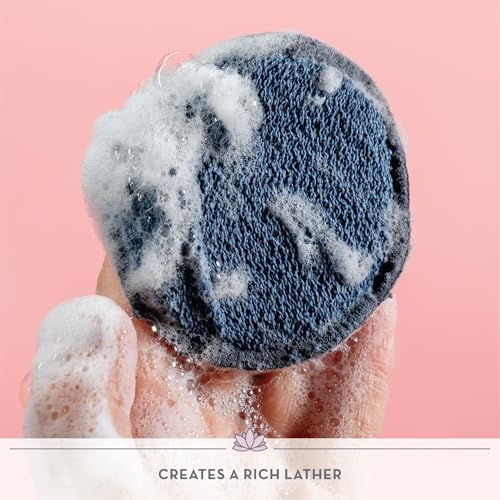 S&T INC. Face Scrubber Pad, 2 Pack, 3.3" Diameter, Navy and Grey - Image 3