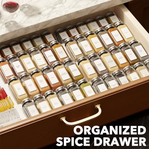 SpaceAid Bamboo White Spice Drawer Organizer, (Need 3" Deep Drawer) Expandable 4 Tier Spices Rack for Cabinet, Kitchen Seasoning Storage Insert (Jars Not Included, From 12" to 23" Wide) - Image 7