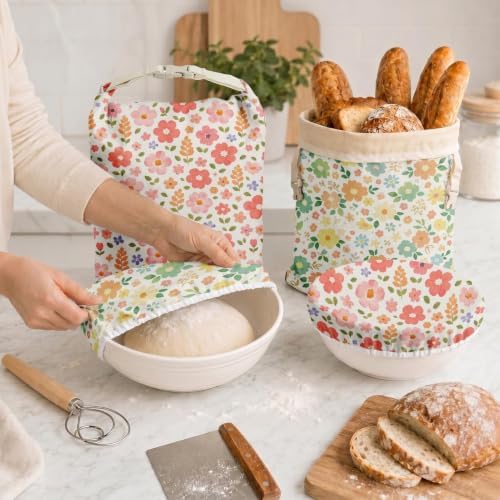 Britimes Reusable Bread Bags Set, Beeswax, XL, Zero Waste, Floral - Image 7