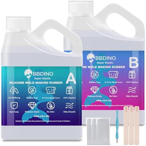 BBDINO Super Elastic Silicone Mold Making Kit 8A Clear 2.42lbs by BBDINO