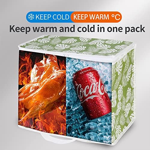 Bodaon 1-Pack Insulated Reusable Grocery Shopping Bags, X-Large Picnic Cooler Bag with Top Cold, Green-Leaf - Image 3