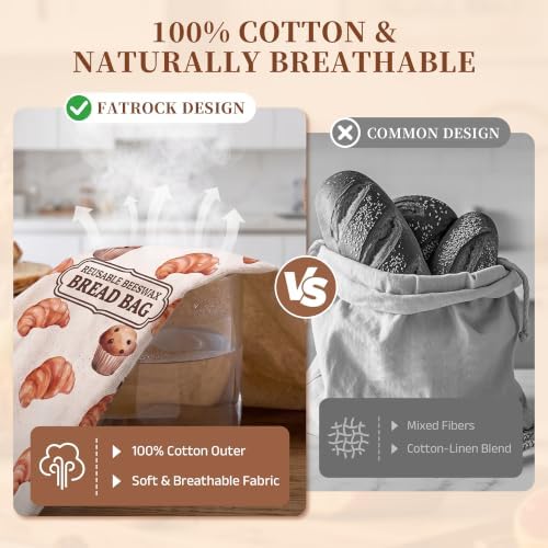 Beeswax Bread Bags Reusable, 2 Pack, 100% Cotton, XL 13 x 17 in, L-Zipper - Image 4