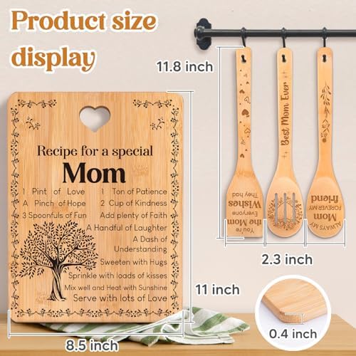 Birthday Gifts for Mom, "Recipe for a Special Mom" Cutting Board Set - Image 2