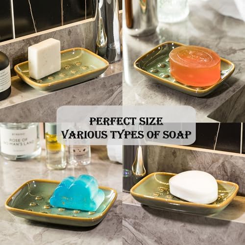 Soap Dish for Shower, Ceramic Soap Dish for Large Soap Bars, Non-Slip Soap Holder & Saver Tray with Floating Point Design for Bathroom, Shower, Kitchen Sink, Save Soap Loss (Pack of 2) - Image 3