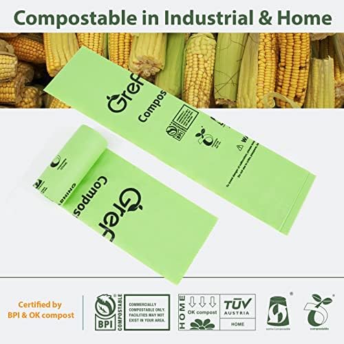 GreFusion Compostable Trash Bags for Kitchen Compost Bin 1.2 Gallon,150 Count,Compost Bags Small for Food Scrap Waste Bags for Countertop Bin Certified by BPI,ASTM D6400 and OK Compost - Image 5