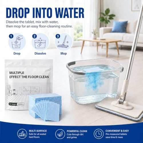 100 pcs 2026 New Multi-effect Floor Clean Tablets, Multi-effect Floor Cleaning Sheets with Fresh Scent, Suitable for Tile, Wood, Laminate, Kitchen, And Bathroom Care Use - Image 6