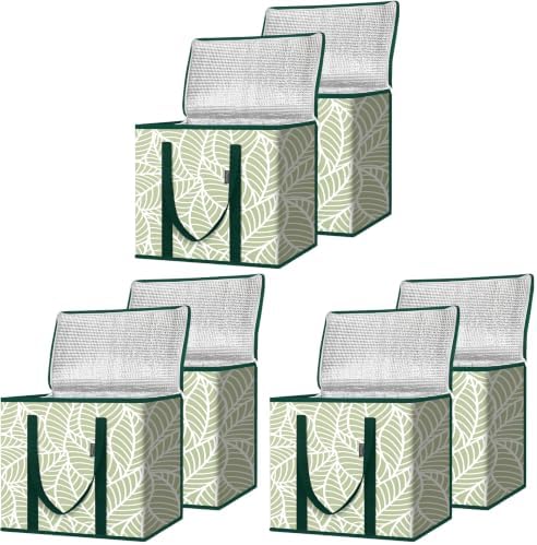 BALEINE 2Pk Insulated Reusable Grocery Bags, Collapsible Cooler Bag for Groceries, Heavy Duty Large Insulated Bag (16''x9''x13'', Antique Foliage) (Pack of 3) by BALEINE