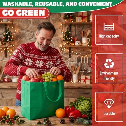 Windyun Reusable Grocery Bags Non Woven with Handles - Image 4