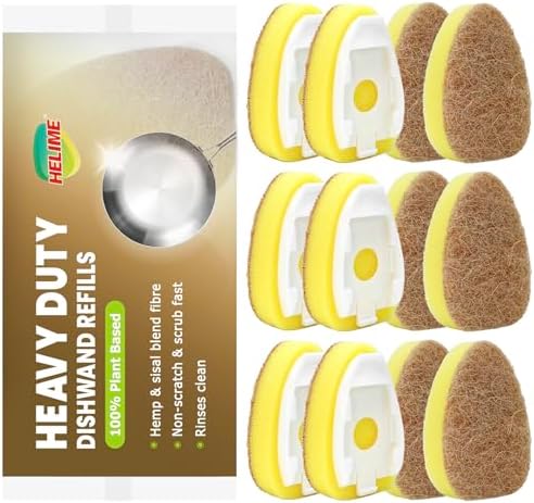 Natural Dishwand Sponge Refills, Plant-Based Dish Wand Replacement Head by HELIME