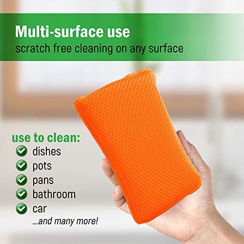 Commercial Miracle Microfiber Kitchen Sponge by Scrub-It - Large - Non-Scratch Heavy Duty Dishwashing Cleaning sponges- Machine Washable- (Orange, 6 Pack) - Image 5