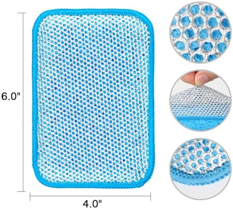 HOMEXCEL 12 Pack Scrub & Wipe Cloths, Scrub Sponges with Non-Scratch Wire Dishwashing Rag for Kitchen, All-Purpose Cloth for Dishes, Pots, Pans, Non-Stick Cookware, Countertops (Blue) - Image 6